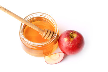 apple with honey isolated on a white background