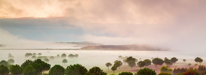 Mist over the Guadiana River, Spain, Andalucia.