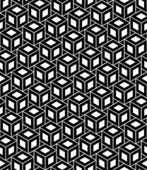 Vector modern seamless geometry pattern cubes, black and white abstract geometric background, trendy print, monochrome retro texture, hipster fashion design