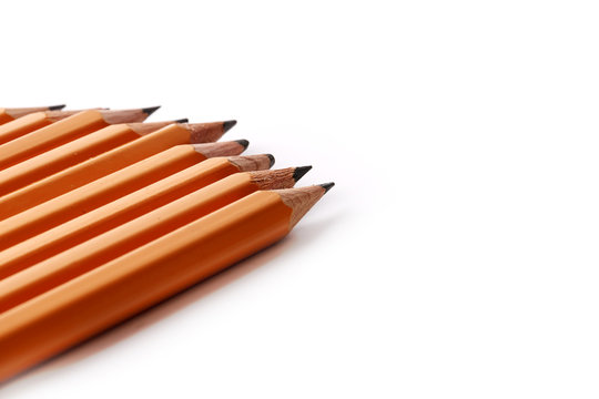 Black slate pencils isolated on a white background