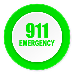 number emergency 911 green fresh circle 3d modern flat design icon on white background