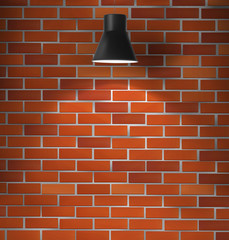 Steel ceiling lamp on brick wall. Vector illustration. It can be use for your design