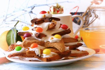 Christmas tree from ginger cookies homemade cakes