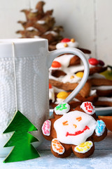 Christmas breakfast tea with Gingerbread Cookie baking cinnamon dessert