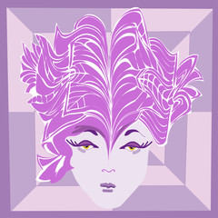 Beautiful mystical woman with face on abstract background