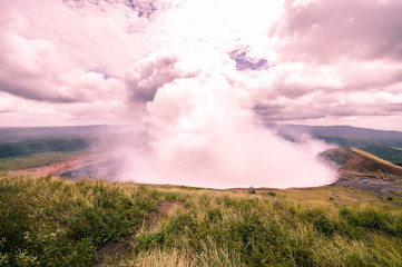 Very active heavily fuming crater of the Masaya-Nindiri volcanic duo in Nicaragua