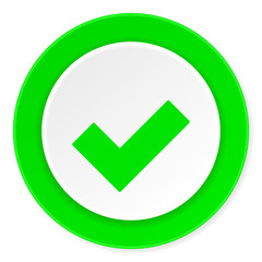 accept green fresh circle 3d modern flat design icon on white background