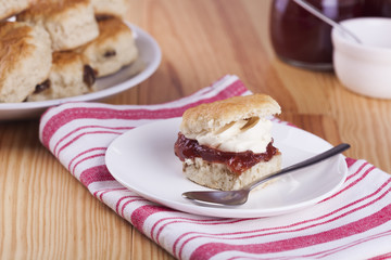 Scones with Strawberry Jam and Whipped Cream