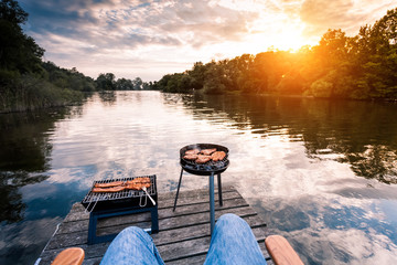 Grillen am Steg auf der Havel