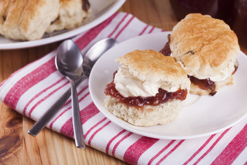 Scones with Strawberry Jam and Whipped Cream