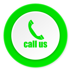 call us green fresh circle 3d modern flat design icon on white background