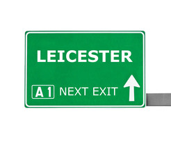 LEICESTER road sign isolated on white