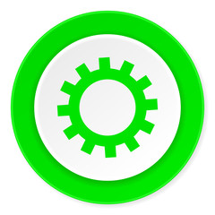 gear green fresh circle 3d modern flat design icon on white background