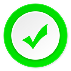 accept green fresh circle 3d modern flat design icon on white background