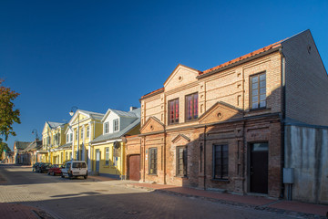 Fototapeta na wymiar Street of the old Bauska. Originality house.
