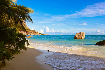 Tropical beach Source D'Argent at Seychelles