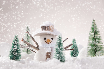 Christmas background with snowman