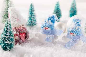 Christmas background with snowman