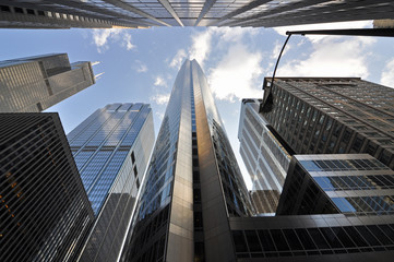 Fototapeta na wymiar Chicago skyscrapers in financial district, IL, USA