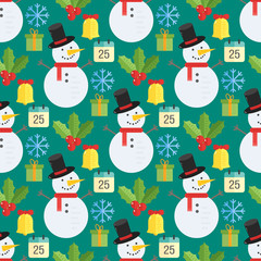 Christmas background, vector seamless pattern with christmas ele