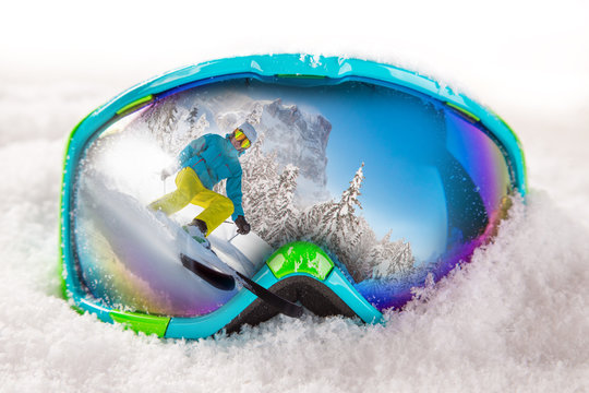 Colorful ski glasses