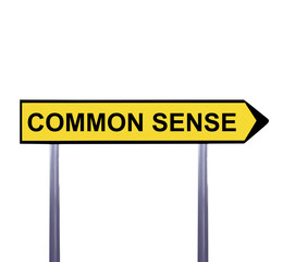 Conceptual arrow sign isolated on white - COMMON SENSE