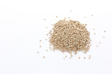 Chia Seeds on White Background