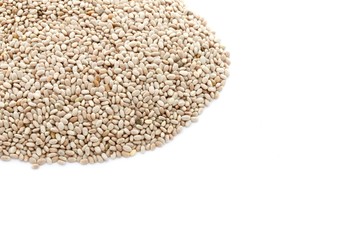 Chia Seeds on White Background
