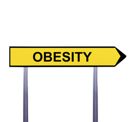 Conceptual arrow sign isolated on white - OBESITY