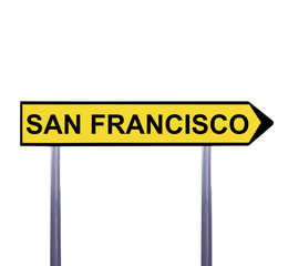 Conceptual arrow sign isolated on white - SAN FRANCISCO