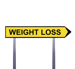 Conceptual arrow sign isolated on white - WEIGHT LOSS