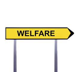 Conceptual arrow sign isolated on white - WELFARE