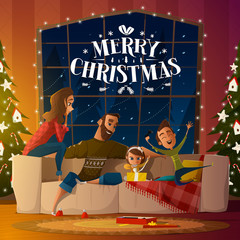 Family in Christmas night