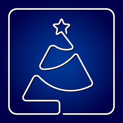 greeting card -  contour Christmas tree with star
