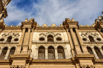 Fachada de la catedral de Málaga, Andalucía, España