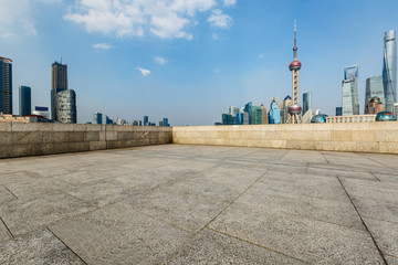 Fototapeta na wymiar Shanghai Empty square with skyline and modern buildings,China