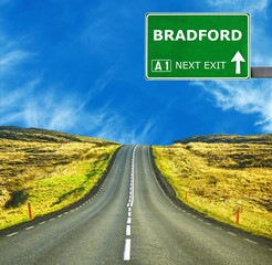 BRADFORD road sign against clear blue sky