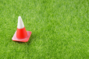 traffic cone on a grass