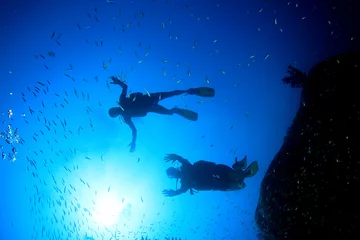 Fotobehang Duiken Duiken op onderwater koraalrif