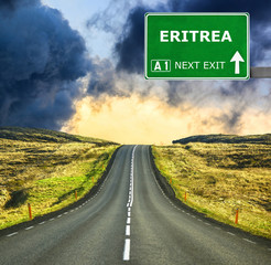 ERITREA road sign against clear blue sky