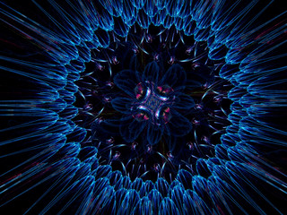 Obraz premium Abstract digitally generated blue background with flower,