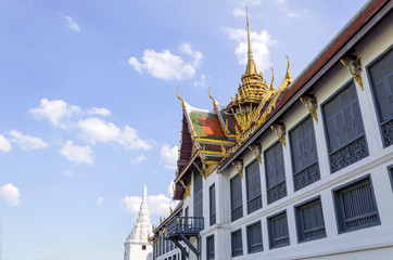 BANGKOK,THAILAND - JULY 3: Wat Phra Kaew, Grand Palace Wall Bangkok. View from the street near Wat...
