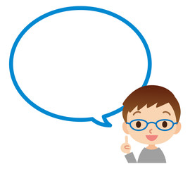 説明する子供　吹き出し　コピースペース