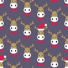 Naklejka premium Cute Christmas Seamless Vector Pattern