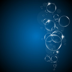 Water bubbles on a blue and Black background EPS10 illustration