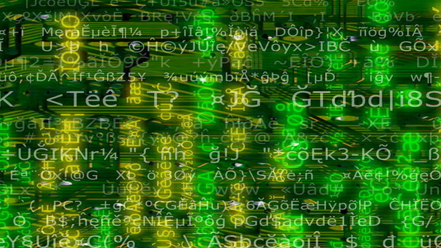 Text and Grids 0208: Streaming rows of letters, numbers and symbols (Video Loop).