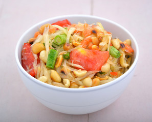 traditional Thai papaya salad or somtum