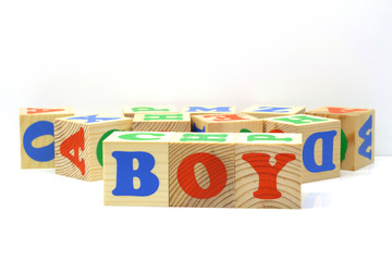 Wooden cubes with inscription Boy