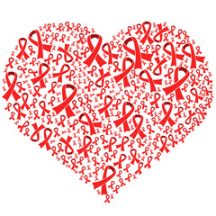 Breast cancer awareness ribbons heart shape