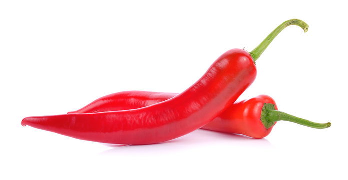 red chili on white background